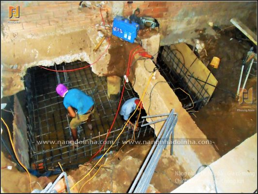 Lắp đặt cốt thép đài cọc gia cố móng